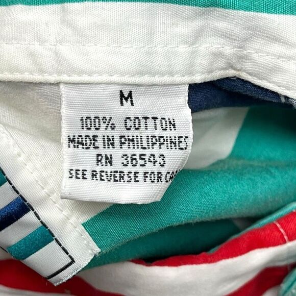 Sears Roebuck And Co 100% Cotton Striped Shirt Vintage Streetwear 90s Size Med - Picture 10 of 16